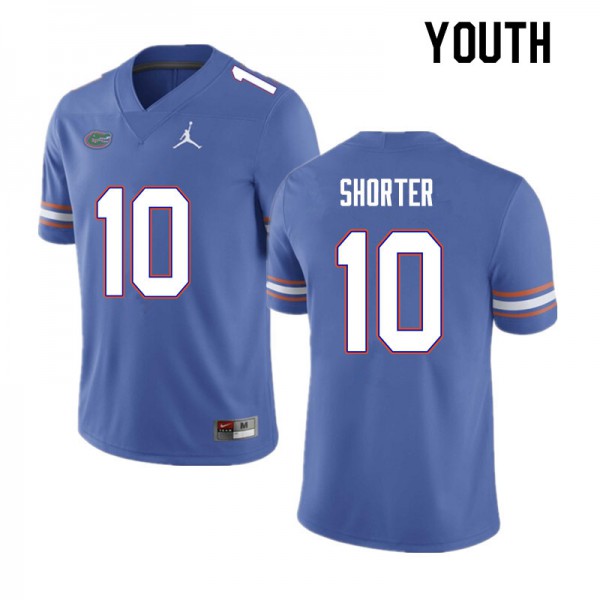 Youth #10 Justin Shorter Florida Gators College Football Jersey Blue